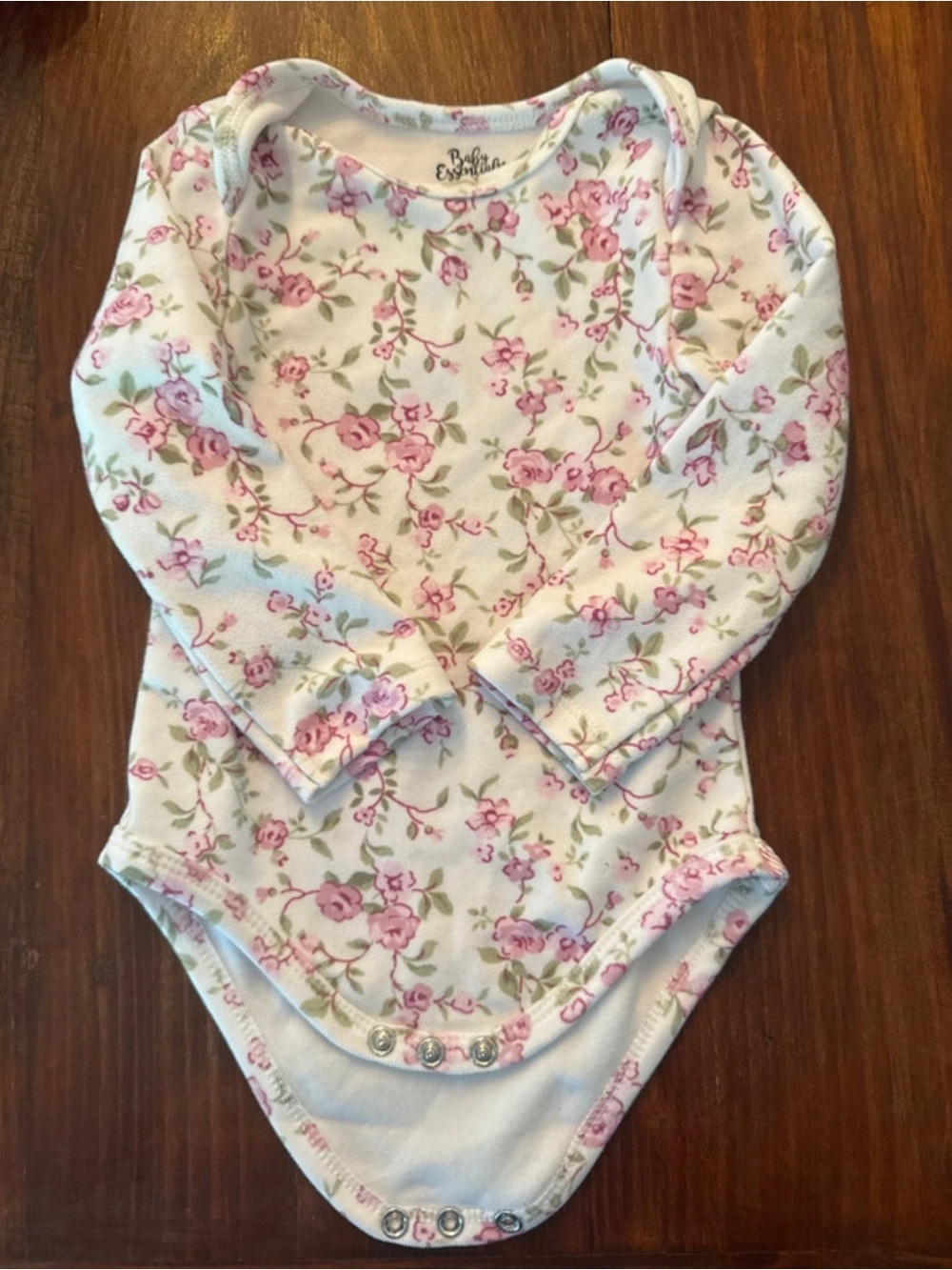 Petit Bateau White Floral Long-Sleeve Baby Bodysuit